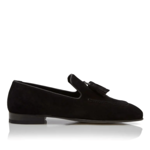 CHESTER BLACK SUEDE TASSEL LOAFERS 