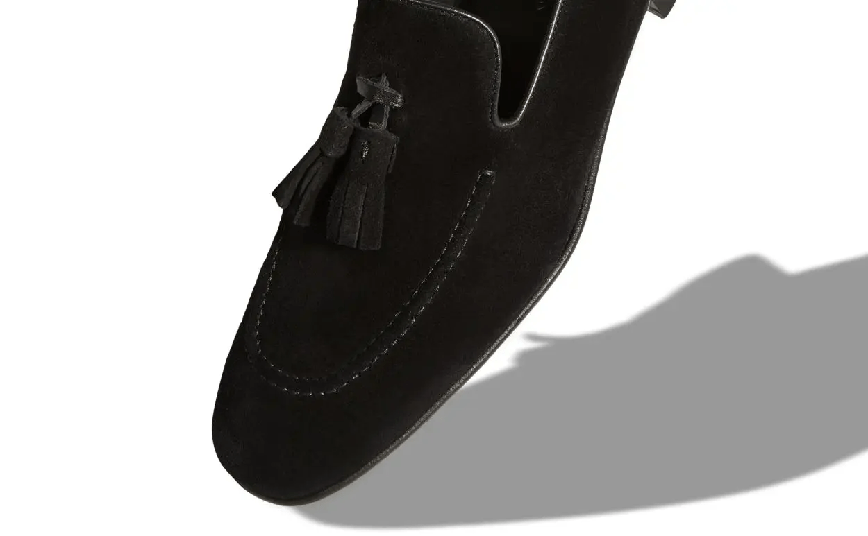 CHESTER BLACK SUEDE TASSEL LOAFERS 