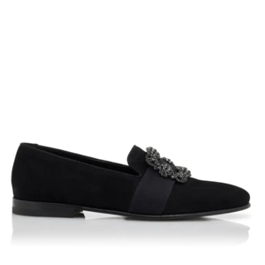 CARLTON BLACK SUEDE JEWEL BUCKLED LOAFERS 