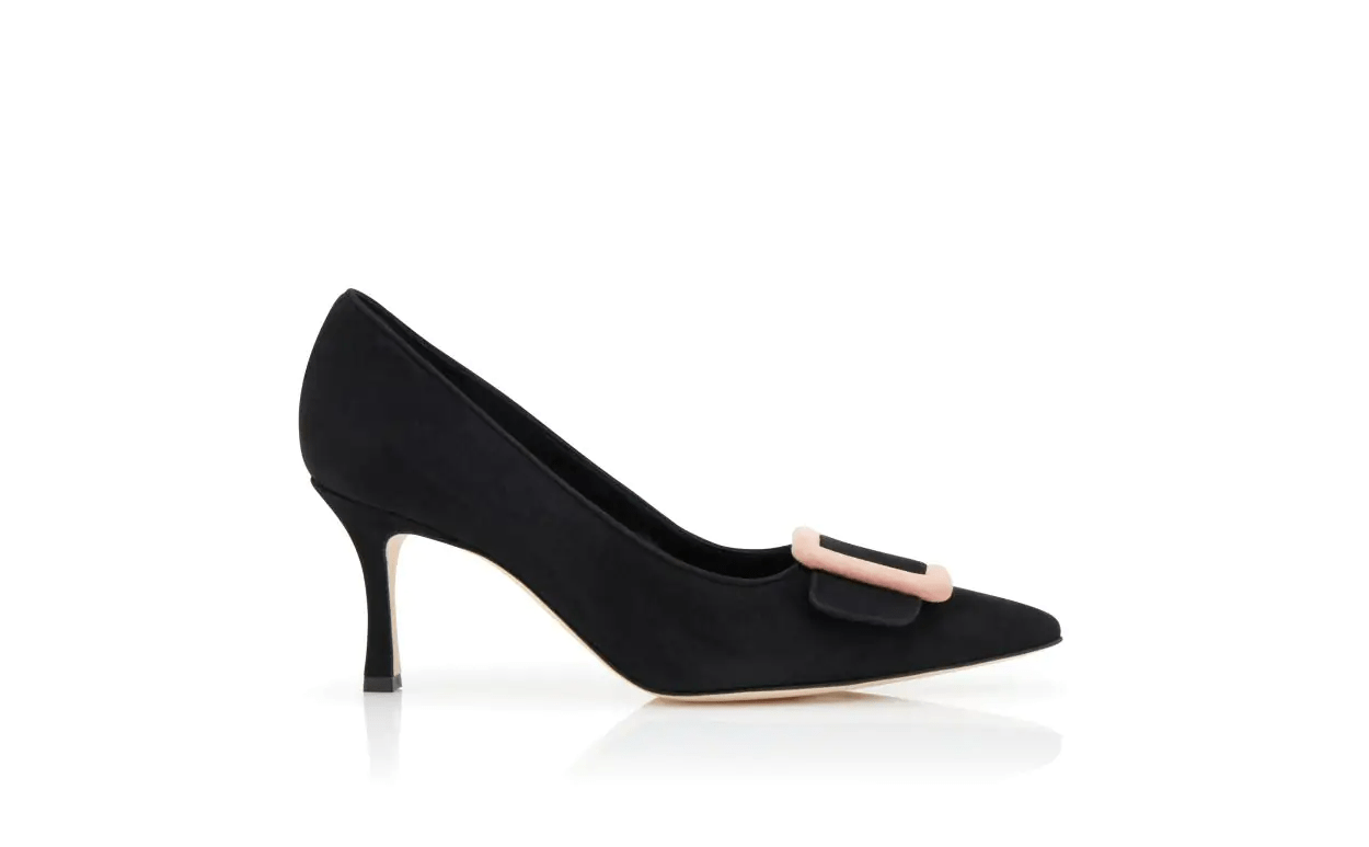 MAYSALEPUMP 70 BLACK AND LIGHT BEIGE SUEDE BUCKLE PUMPS