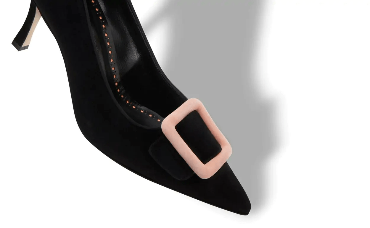 MAYSALEPUMP 70 BLACK AND LIGHT BEIGE SUEDE BUCKLE PUMPS