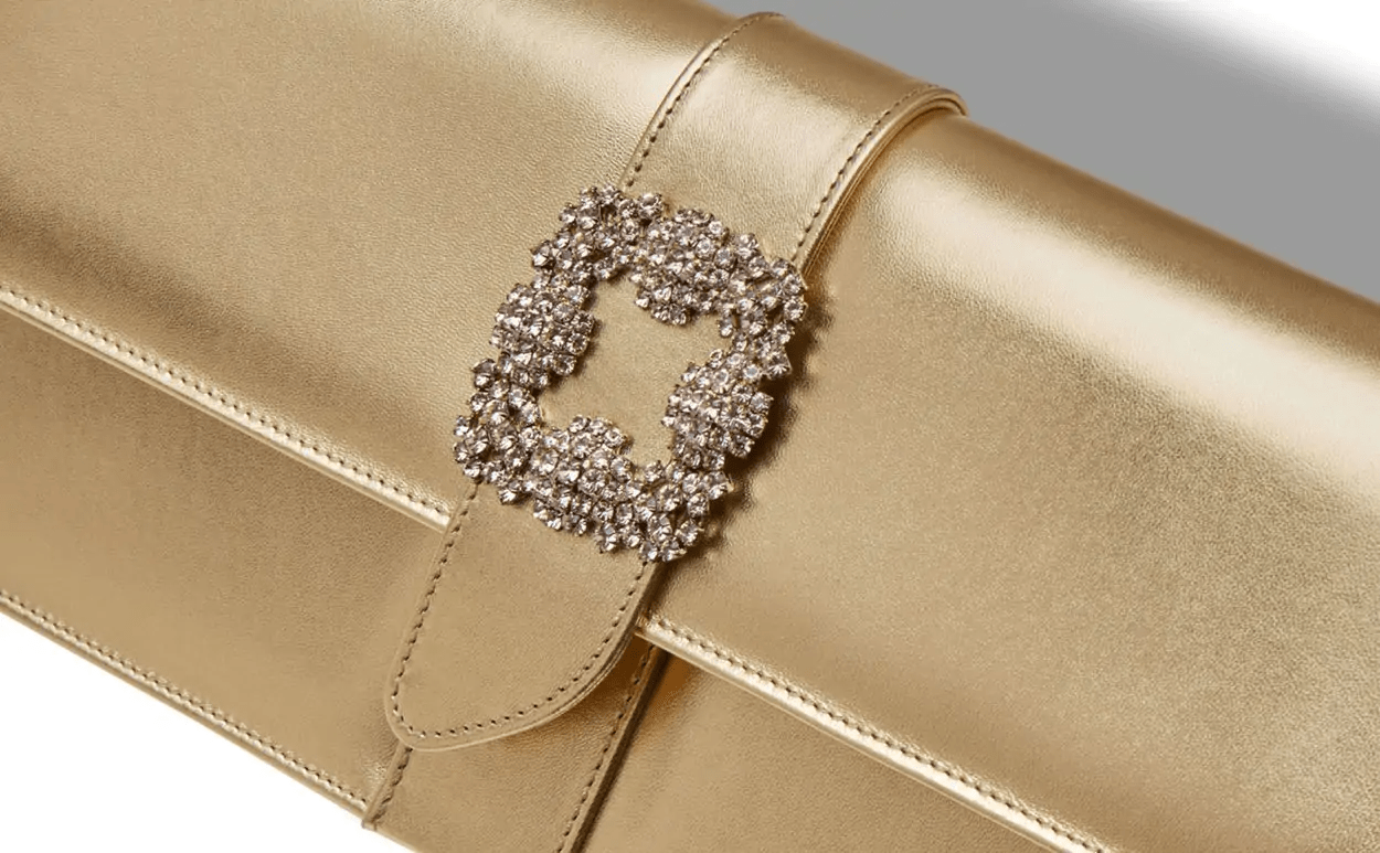 CAPRILONG GOLD NAPPA LEATHER JEWEL BUCKLE CLUTCH