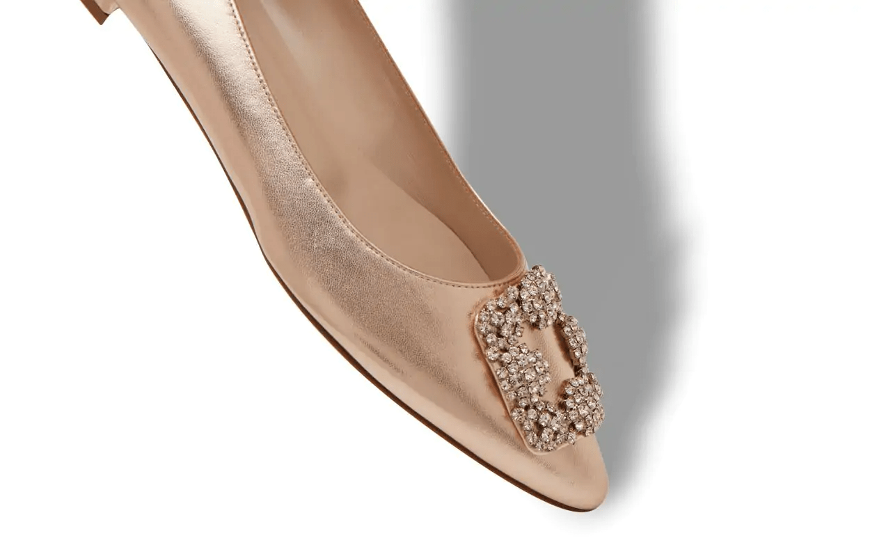 HANGISIFLAT COPPER NAPPA LEATHER JEWEL BUCKLE FLAT SHOES 