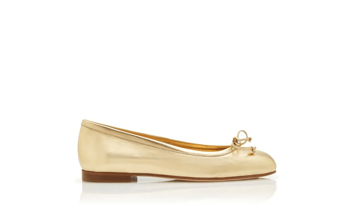 VERALLI GOLD NAPPA LEATHER BALLERINA FLATS 