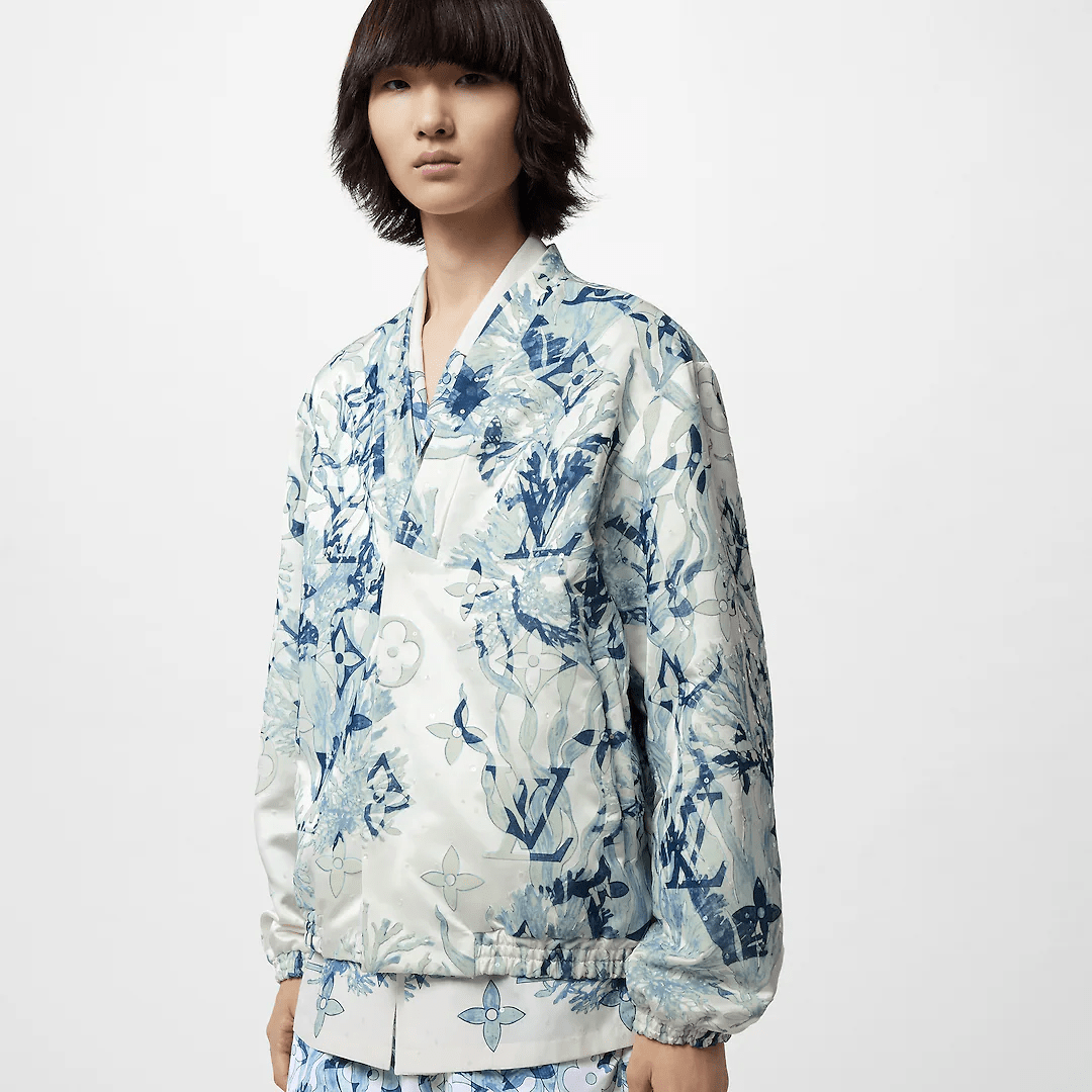Silk-blend embroidered blouson