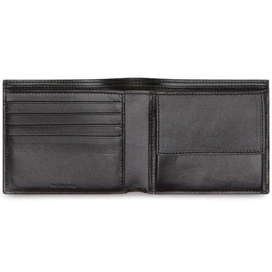 MEN'S ESSENTIAL SQUARE FOLDED COIN WALLET IN BLACK