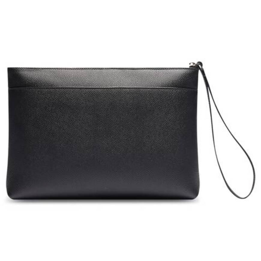 MEN'S CASH GUSSET POUCH WITH HANDLE IN BLACK/WHITE