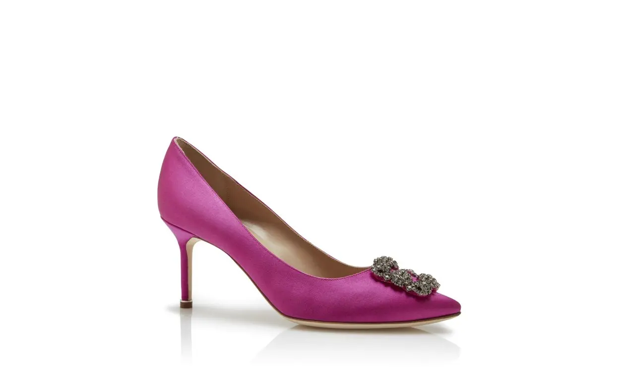 HANGISI 70 Purple Satin Jewel Buckle Pumps