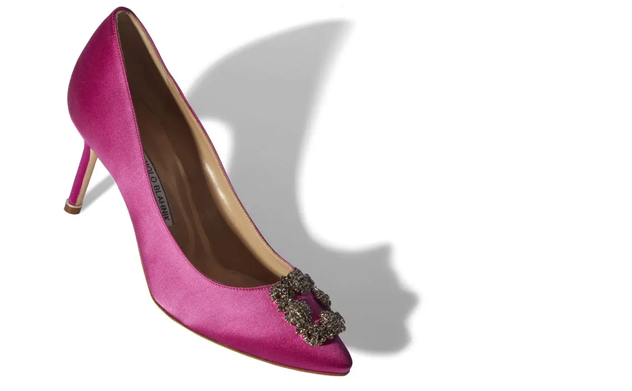 HANGISI 70 Purple Satin Jewel Buckle Pumps