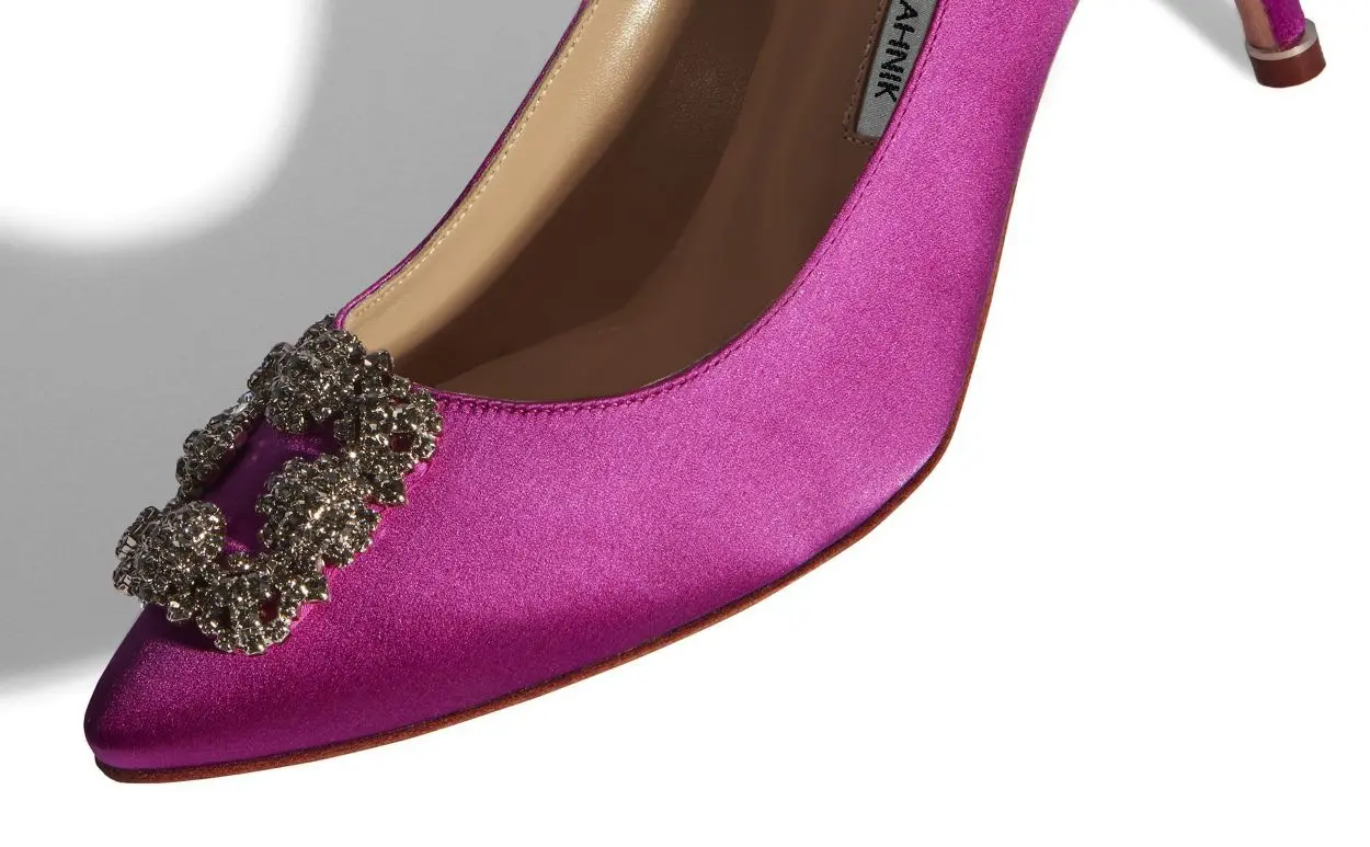HANGISI 70 Purple Satin Jewel Buckle Pumps