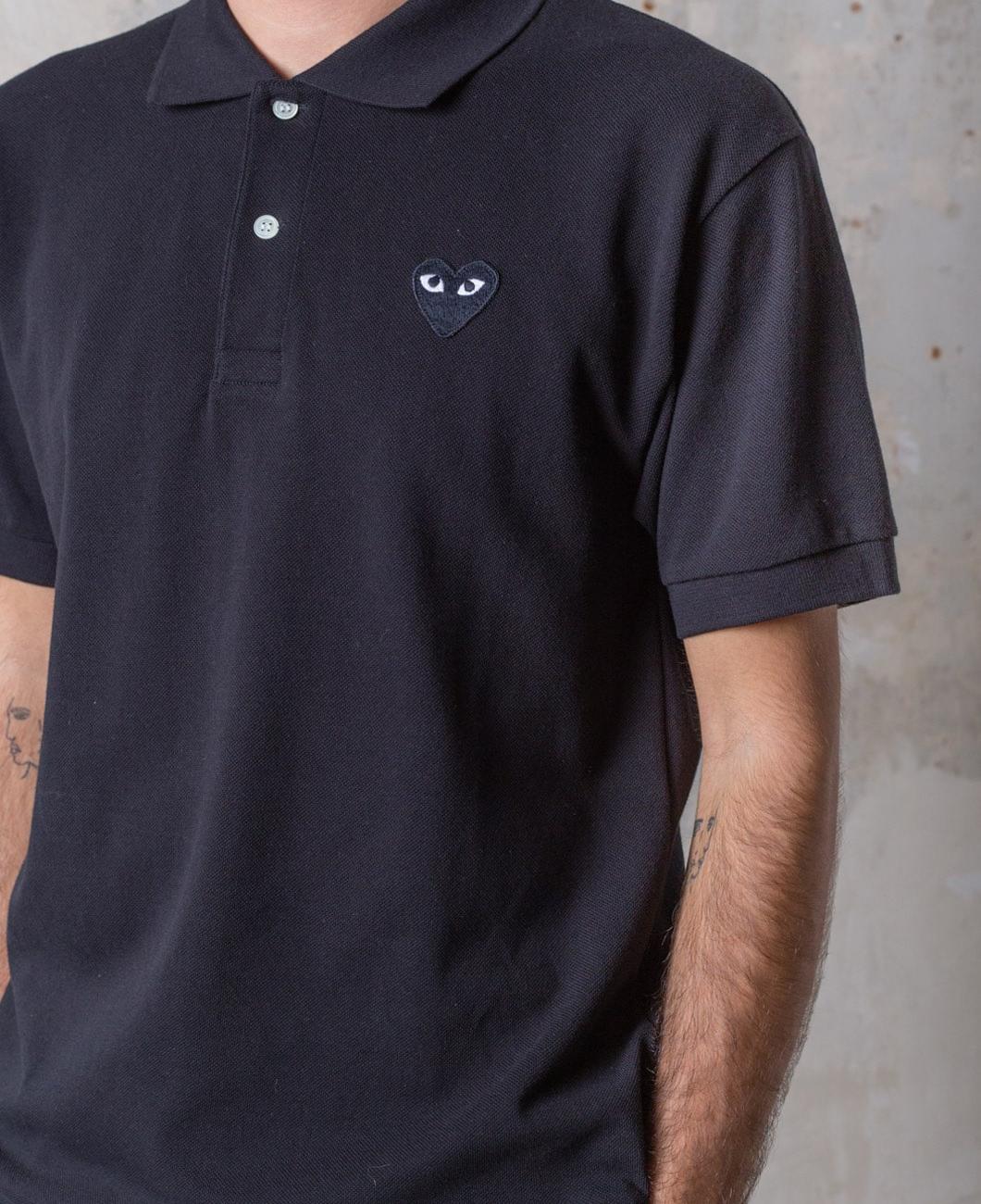 Play Comme des Garçons Polo Shirt - Black / Black heart