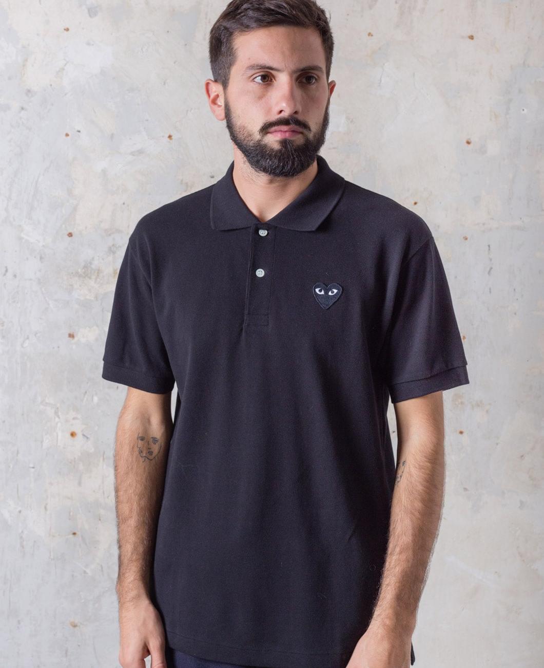 Play Comme des Garçons Polo Shirt - Black / Black heart