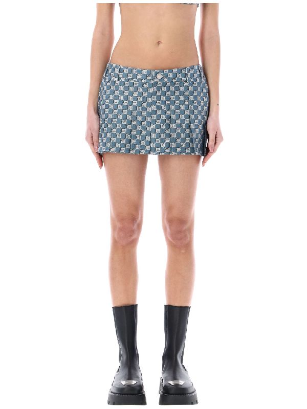 monogram print pleated skirt