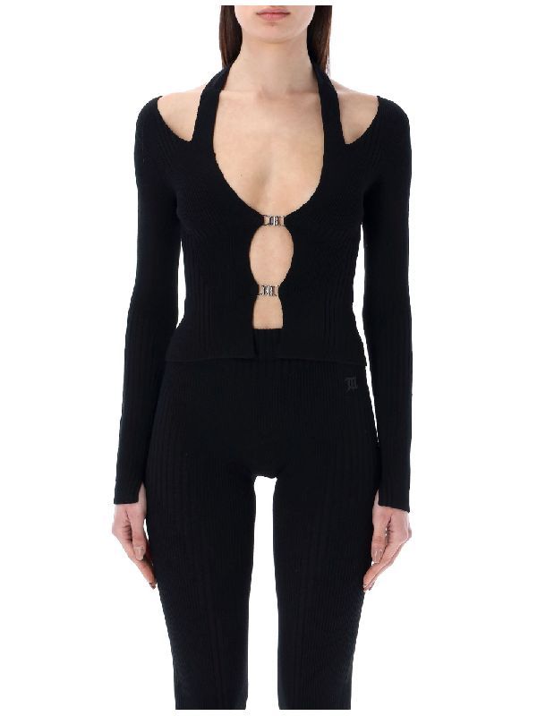 monogram closure halterneck cardigan