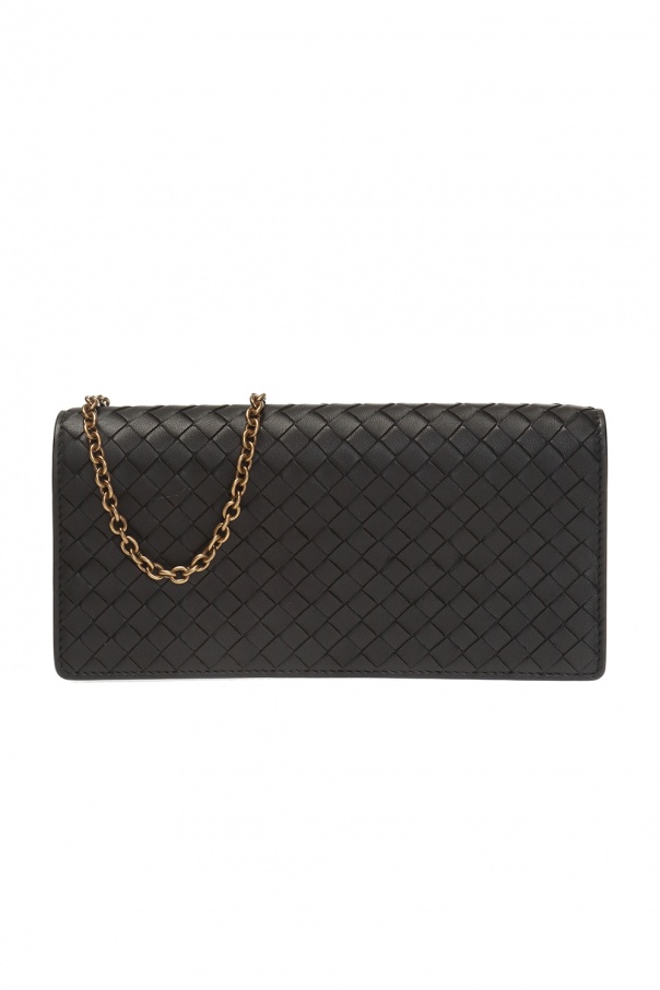 BOTTEGA VENETA BLACK ‘INTRECCIATO’ CHAIN WALLET