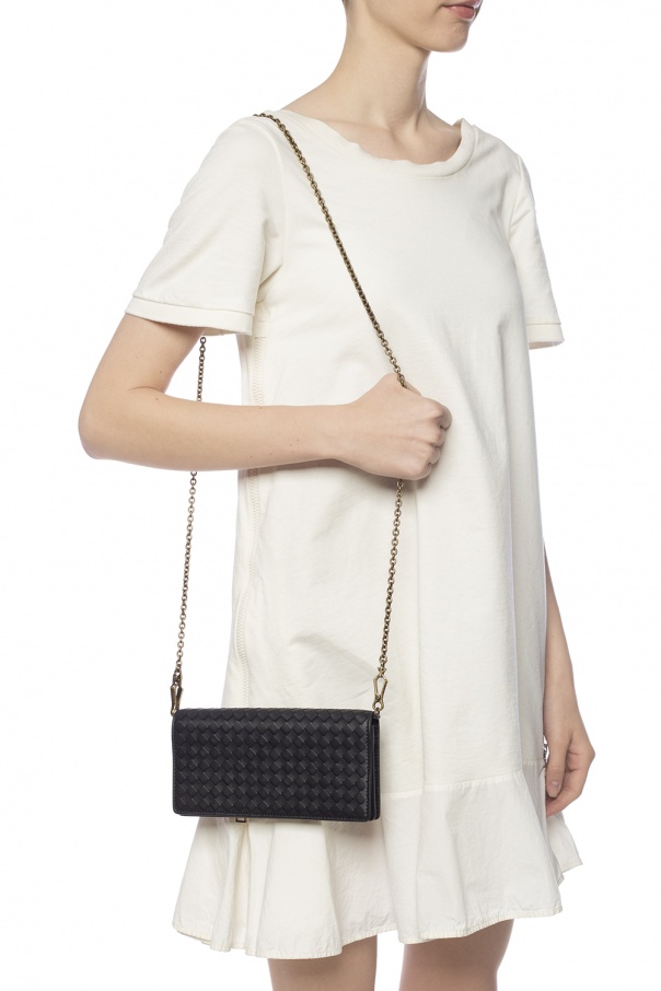 BOTTEGA VENETA BLACK ‘INTRECCIATO’ CHAIN WALLET