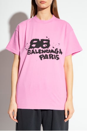 BALENCIAGA PINK PRINTED T-SHIRT