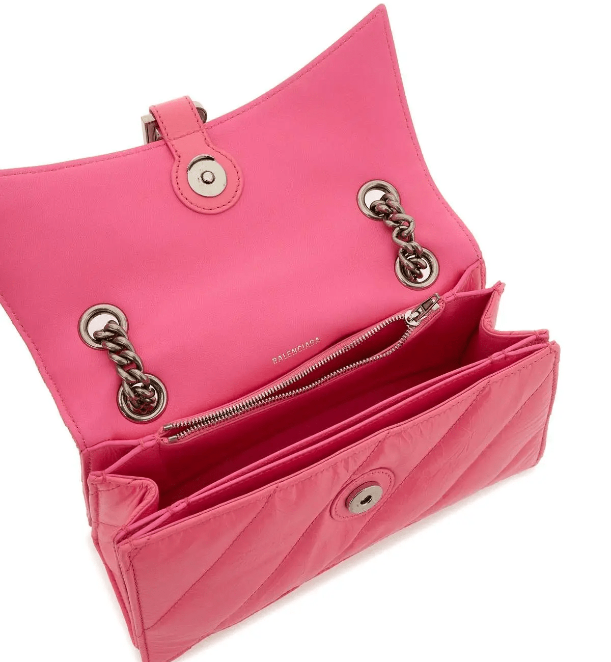 Balenciaga Small Crush Chain Bag in Fluo Pink