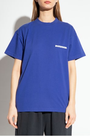 BALENCIAGA BLUE T-SHIRT WITH LOGO