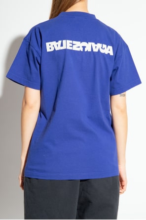 BALENCIAGA BLUE T-SHIRT WITH LOGO