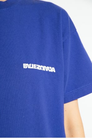 BALENCIAGA BLUE T-SHIRT WITH LOGO