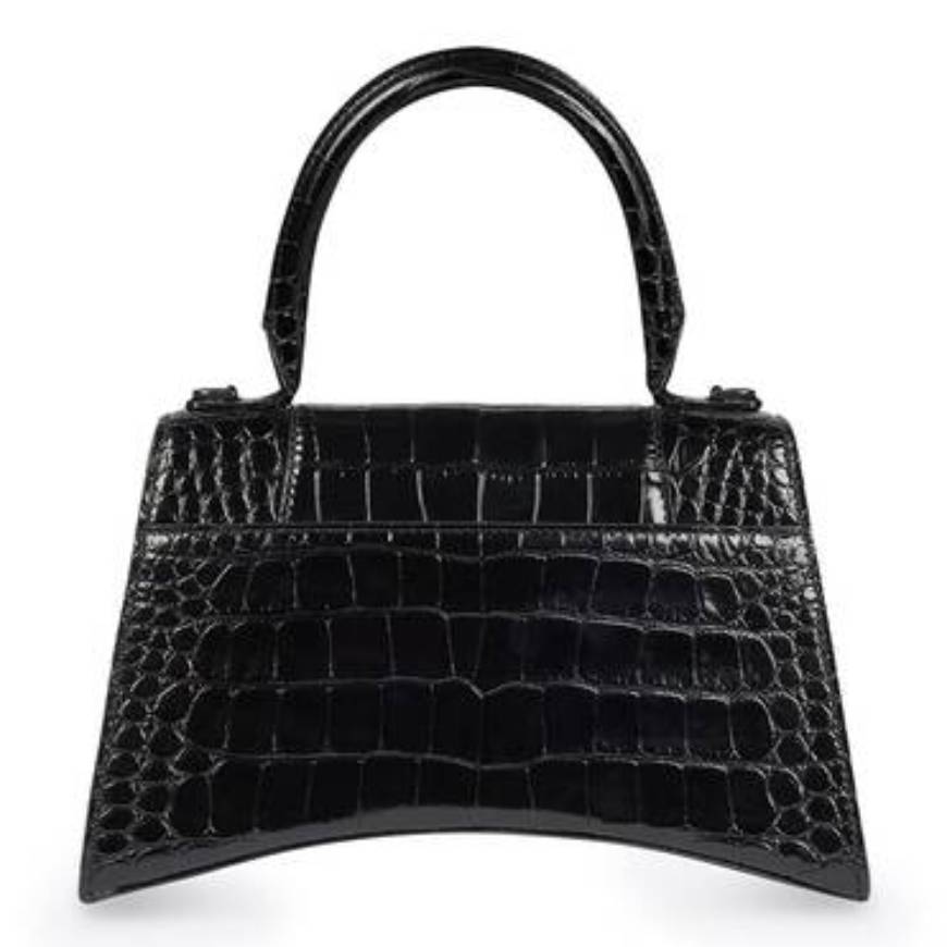 WOMEN'S HOURGLASS XS HANDBAG CROCODILE EMBOSSED IN BLACK