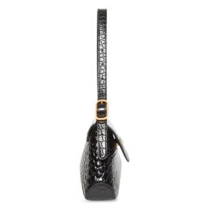 WOMEN'S XX SMALL FLAP BAG CROCODILE EMBOSSED IN BLACK 