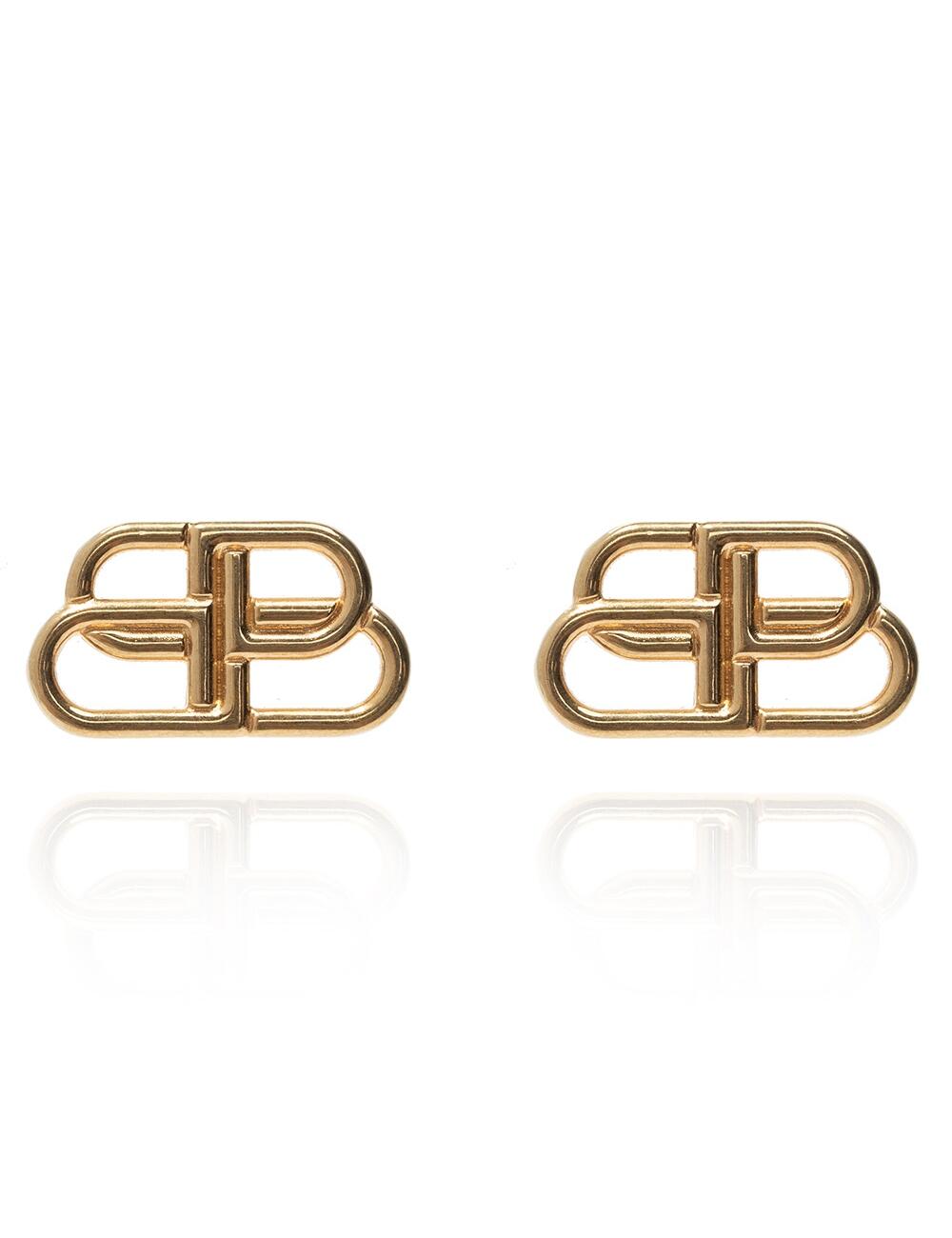 BALENCIAGA GOLD BB MOTIF EARRINGS