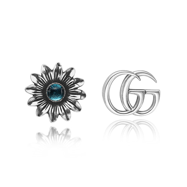 Gucci YBD527344001 (527344 I5569 8183) Marmont Double G Flower Stud Silver Earring 