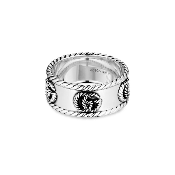 Gucci YBC627729001 (‎627729 J8400 0701) Marmont Double G Torchon 9mm Silver Ring 