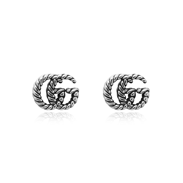 Gucci YBD627755001 (627755 J8400 0701) Marmont Double G Torchon Silver Earring 