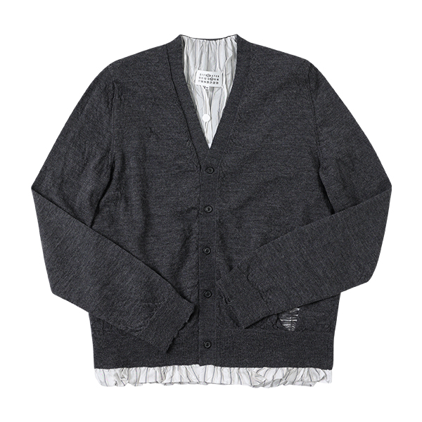 Maison Margiela SI1HA0006 S17784 860 Distressed V-neck Wool Men's Cardigan 