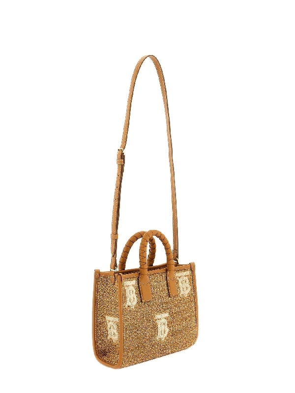 FREYA logo raffia mini tote bag