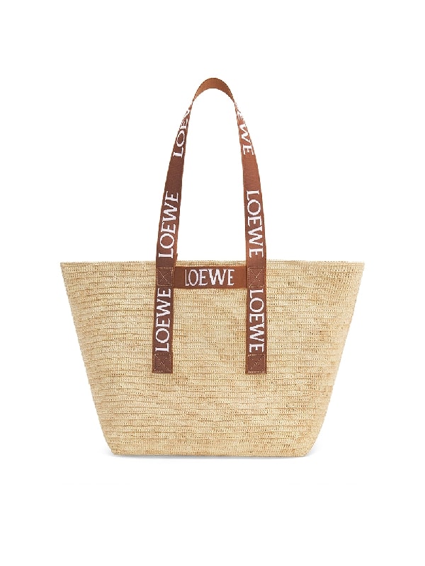 Logo Jacquard Raffia Fold Tote Bag