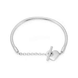 Pandora 599285C00 Moment Heart T-Bar Snake Chain Silver Bracelet Trend Mecca