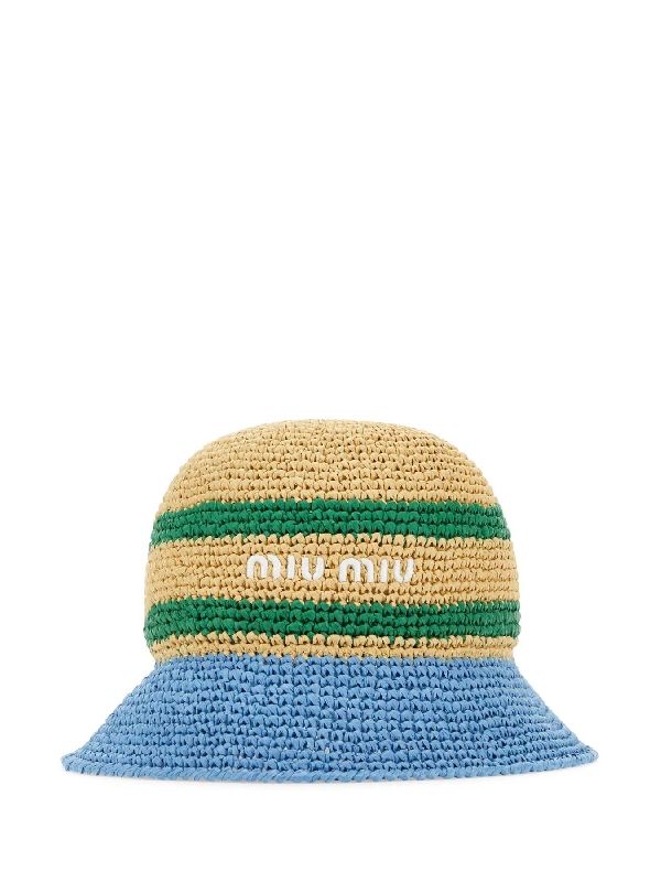 logo-embroidered raffia hat