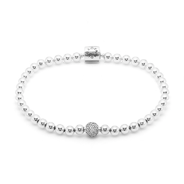 Pandora Bead & Pave Silver Bracelet 