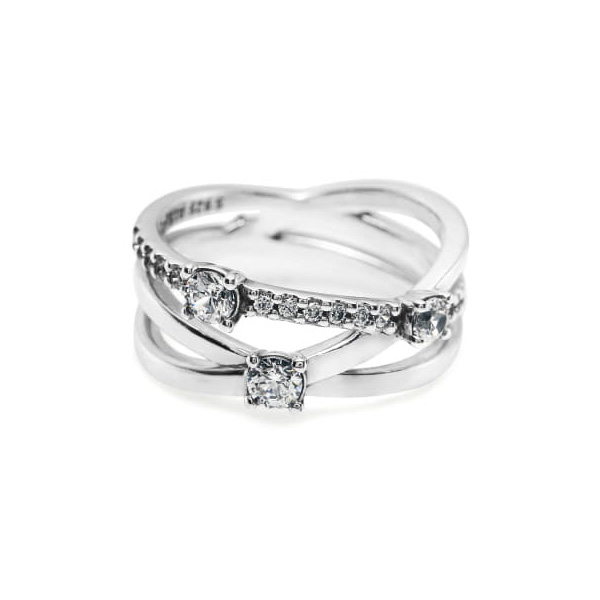 Pandora 199400C01 Sparkling Triple Band Silver Ring 