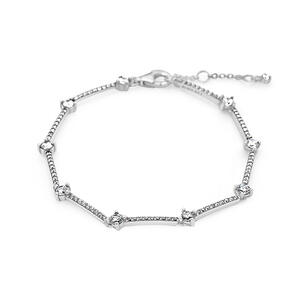 Pandora Sparkling Pave Bar Silver Bracelet 