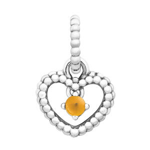 Pandora November Birthstone Honey Heart Pendant & Dangle Silver Charm 