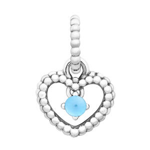 Pandora December Birthstone Sky Blue Heart Pendant & Dangle Silver Charm 