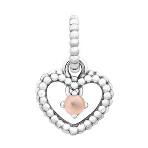  Pandora June Birthstone Misty Rose Heart Pendant & Dangle Silver Charm 