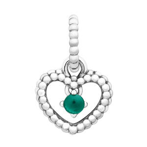 Pandora May Birthstone Forest Green Heart Pendant & Dangle Silver Charm 