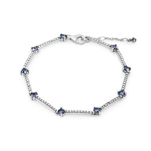 Pandora Blue Sparkling Pave Bar Silver Bracelet 