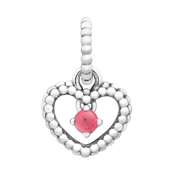 Pandora 798854C09 ​​October New Birthstone Petal Pink Heart Pendant & Dangle Silver Charm 
