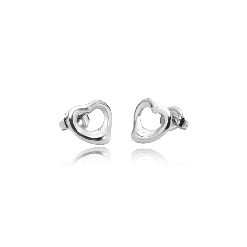 Open Heart Stud Silver Earring