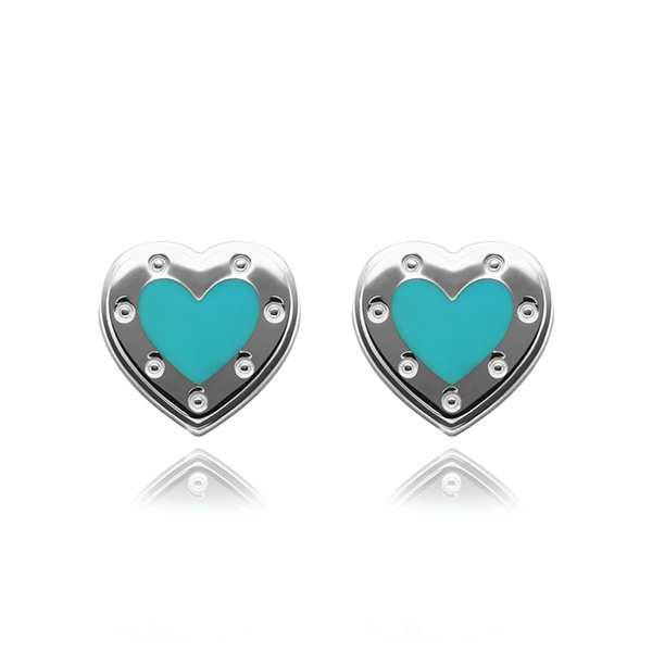 Blue Heart Mini Silver Earring