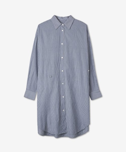 Women's Striped Shirt Dress - Blue