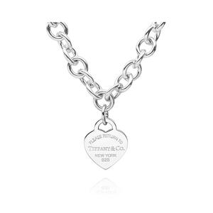 Heart Tag Chain Link Silver Necklace