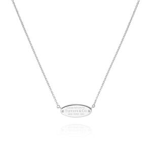 Oval ID pendant silver necklace